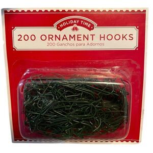 Holiday Time Holiday 1” Ornament Hooks 200 Green Wire Easter Hanukkah Kwanzaa